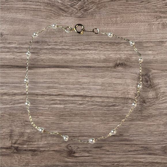 Pearl and Gold Tone Bracelet / Anklet 8.75" - Picture 4 of 5